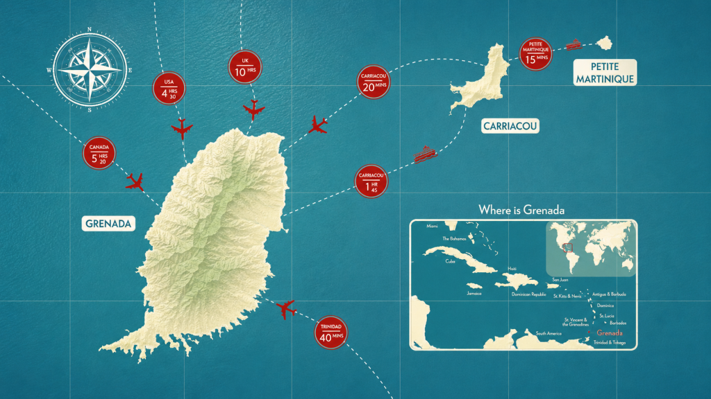 Grenada Flights Travel Map